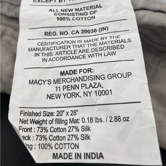 Hotel Collection Cotton/Silk Standard Pillowsham Quilted - Picture 7 of 8